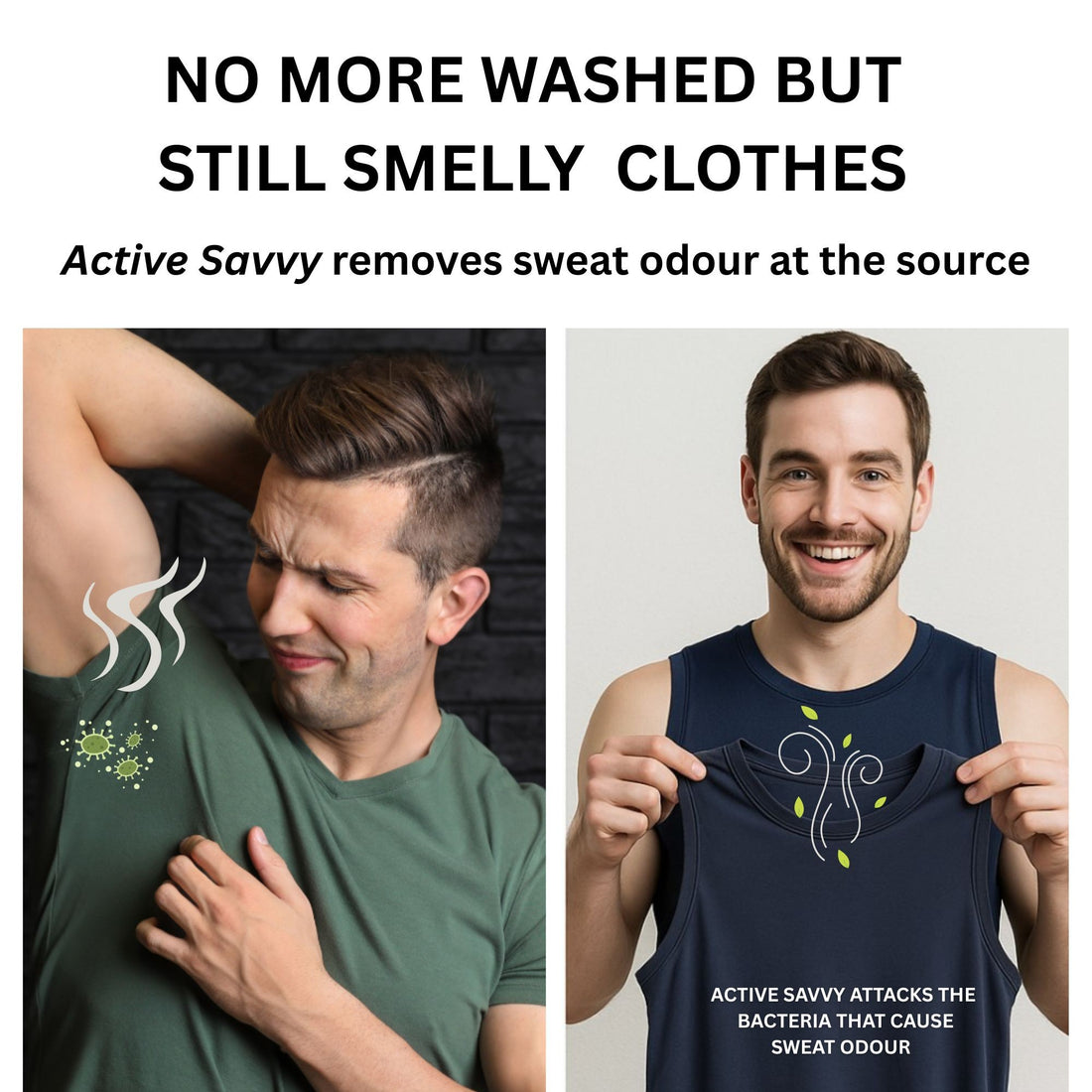 Active Savvy Sports & Activewear Wash - Natural Antibacterial Sanitiser to Remove Sweat Odour